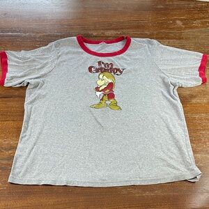 Vintage Y2K I’m Grumpy Dwarf Disney Gray Ringer Tee T-Shirt 2X Snow White 2XL